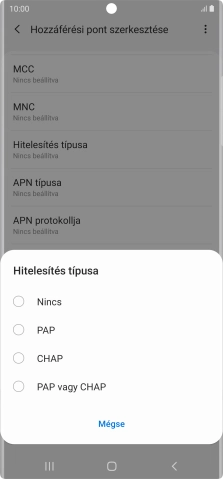 Válaszd a PAP lehetőséget.