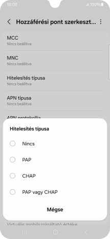Válaszd a PAP lehetőséget.