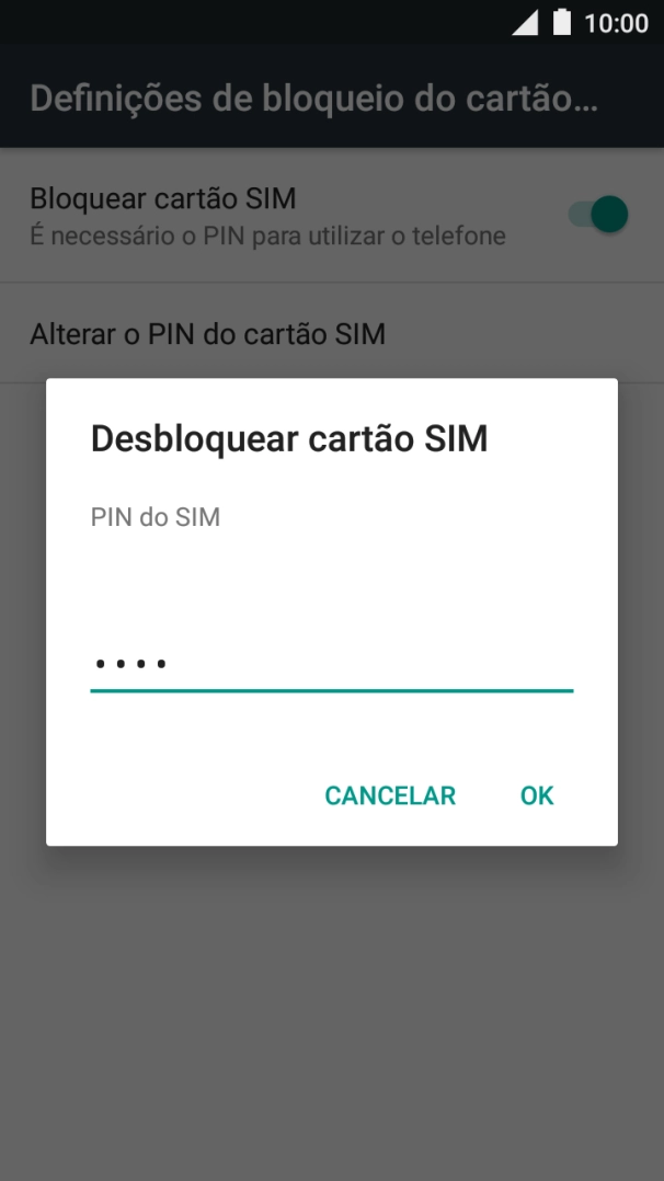 Introduza o seu código PIN e prima OK.