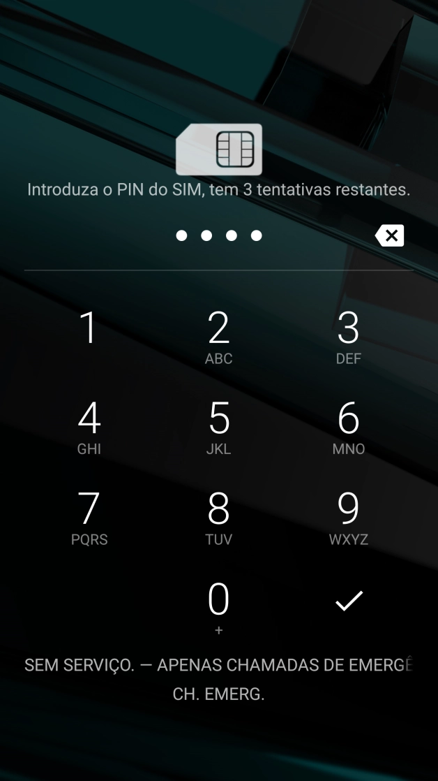 Se necessário, introduza o código PIN e prima o ícone para aceitar.