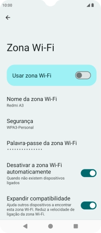 Prima Palavra-passe da zona Wi-Fi e introduza a password pretendida.