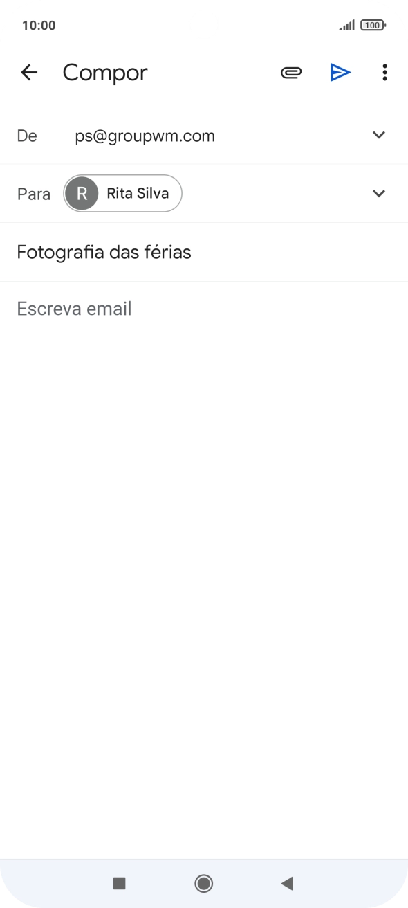 Prima o campo de escrita e escreva o texto do e-mail.
