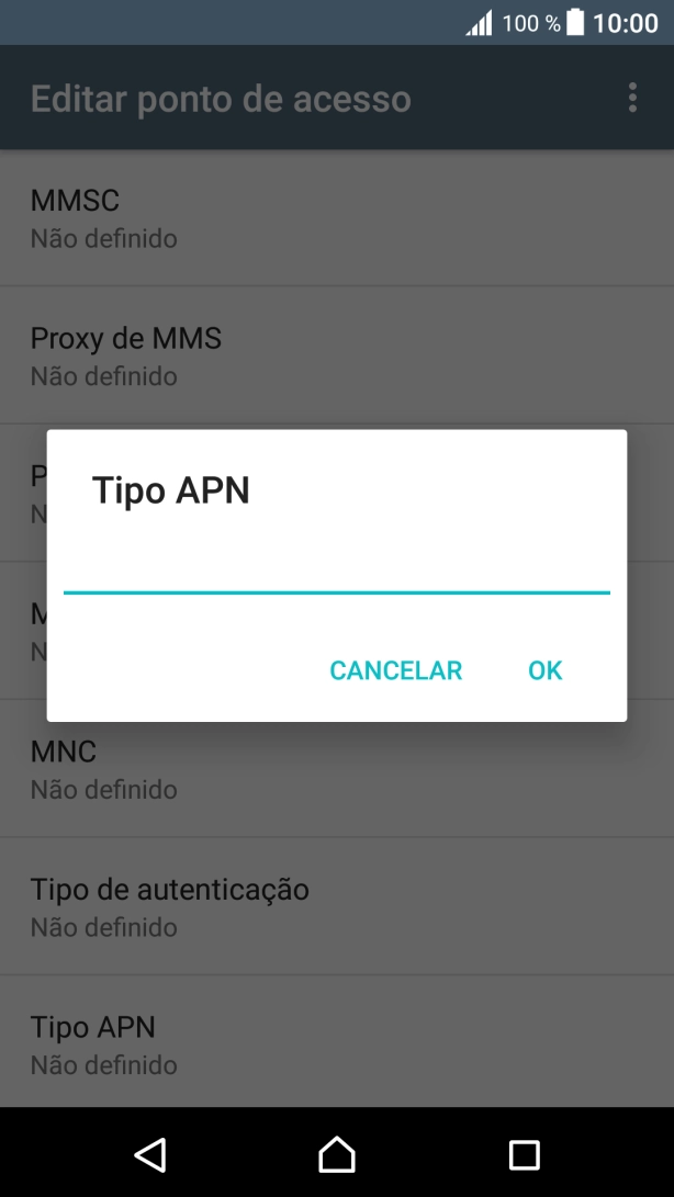 Introduza default e prima OK.