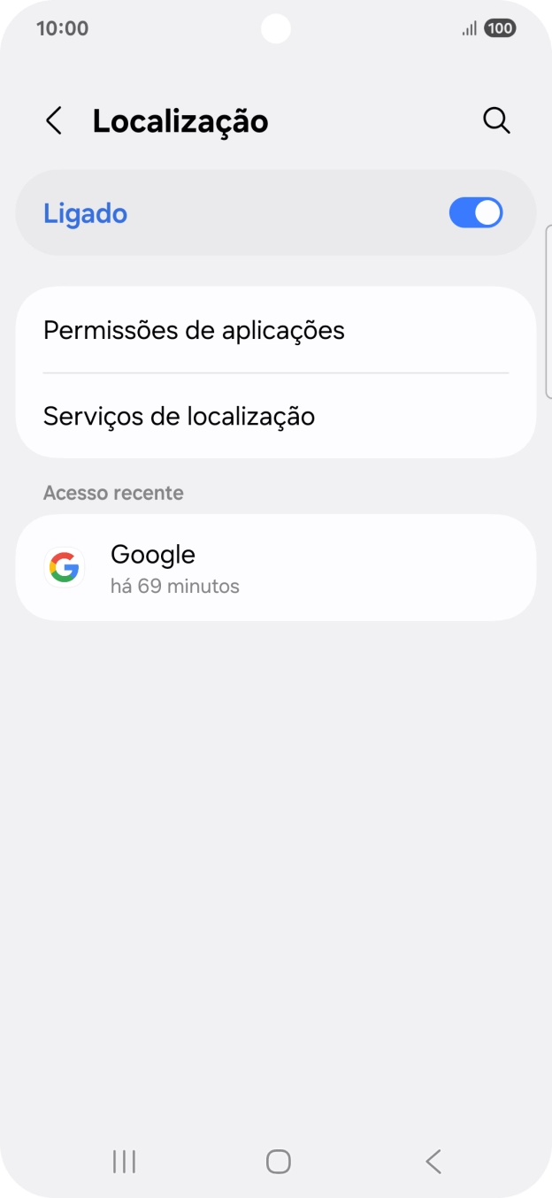 Prima Permissões de aplicações.