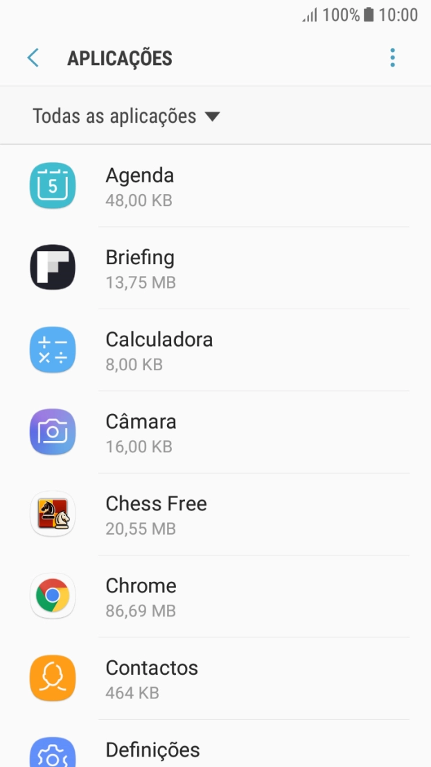 Prima a app pretendida.