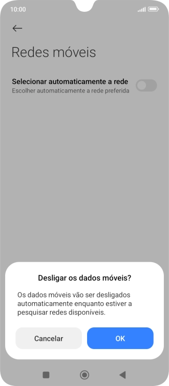 Prima OK e aguarde enquanto o telefone procura as redes.