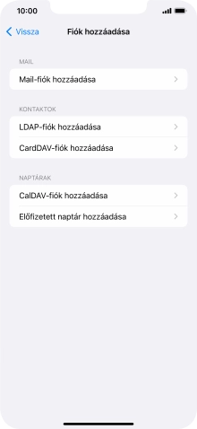 Válaszd a Mail-fiók hozzáadása lehetőséget.