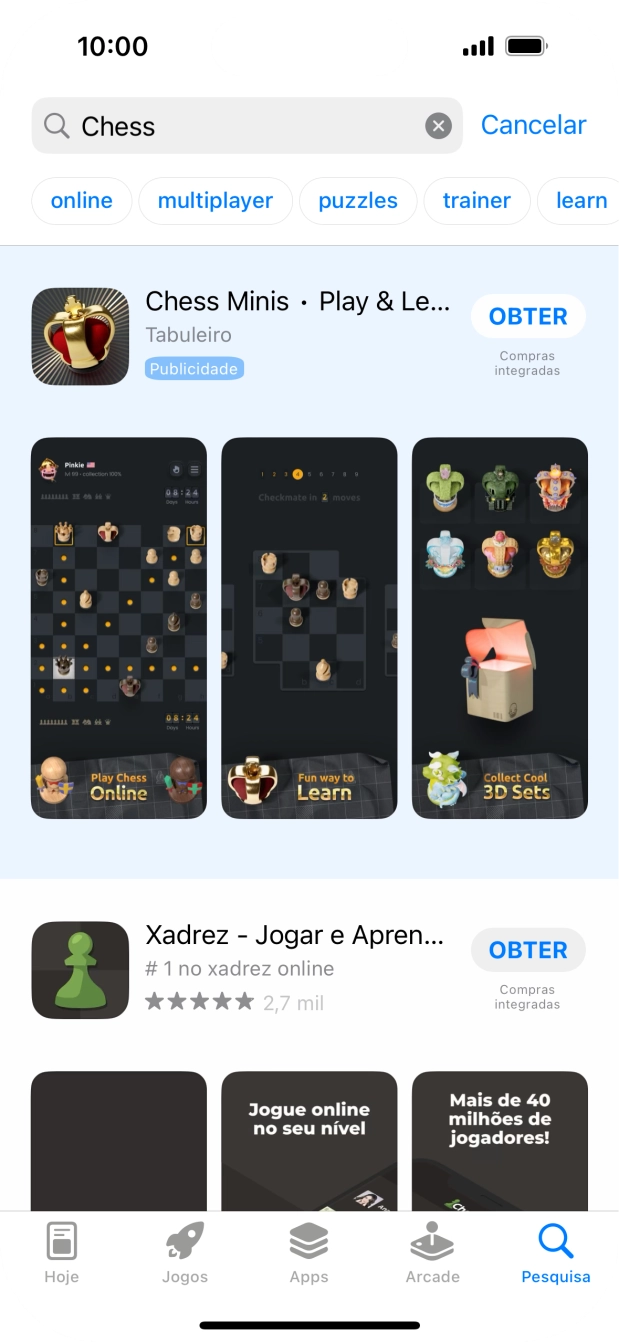 Prima a app pretendida.