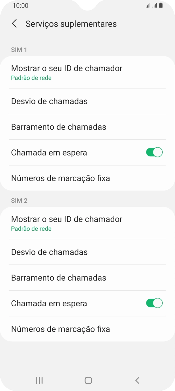 Prima Desvio de chamadas sob o cartão SIM pretendido.