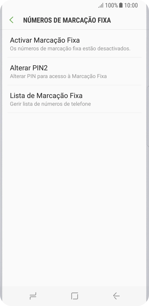 Prima Activar Marcação Fixa para ativar a marcação permitida.
