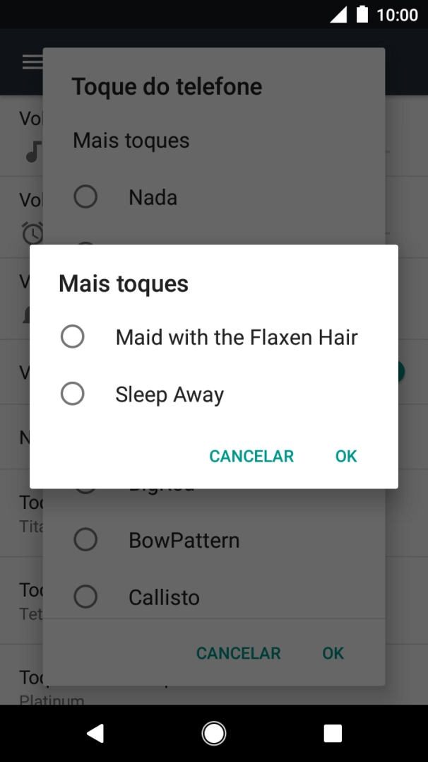 Prima os tons de toque pretendidos para os ouvir.