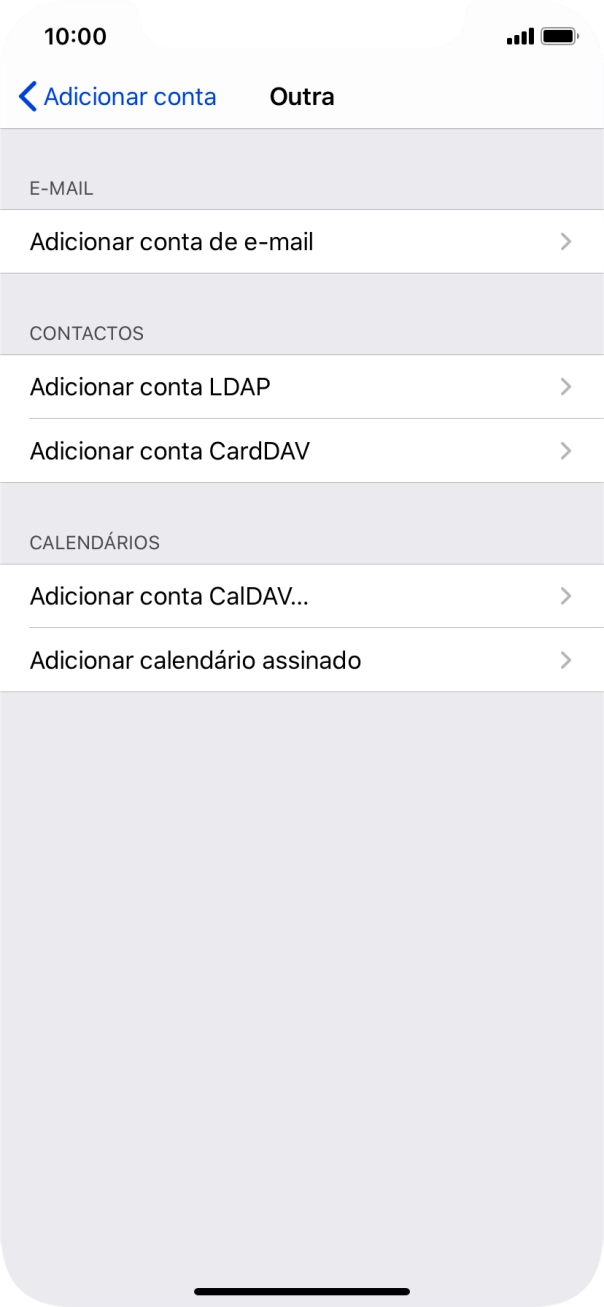 Prima Adicionar conta de e-mail.