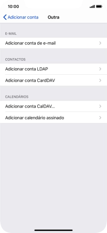 Prima Adicionar conta de e-mail.