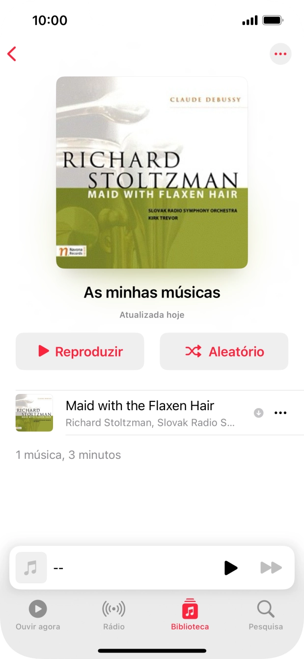 Vá até à categoria ou lista de reprodução pretendida e prima o ficheiro de música pretendido.
