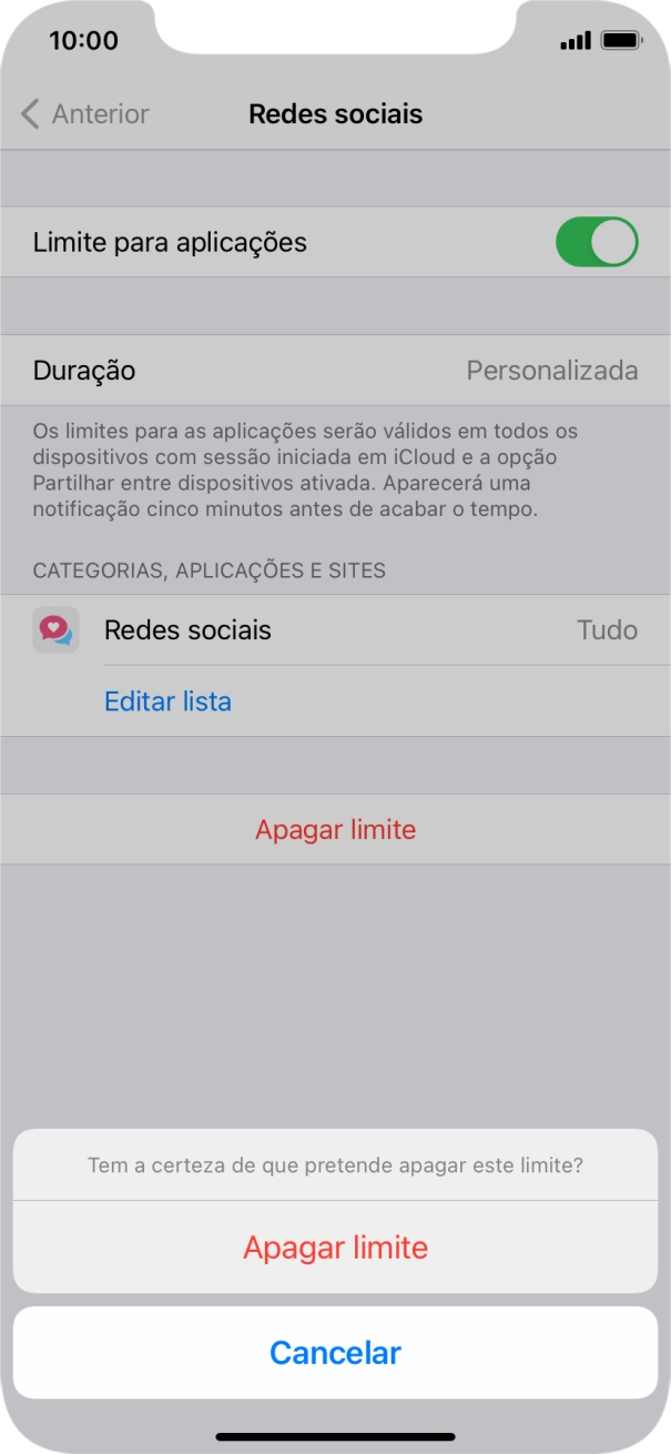 Prima Apagar limite.