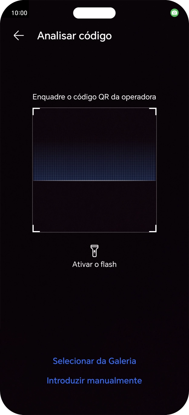 Para scanear o código QR enviado, enquadre-o na moldura da câmara do telefone.