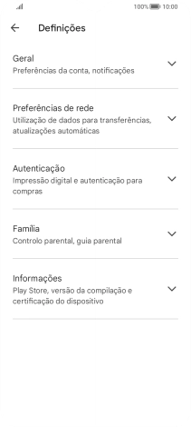 Prima Preferências de rede.