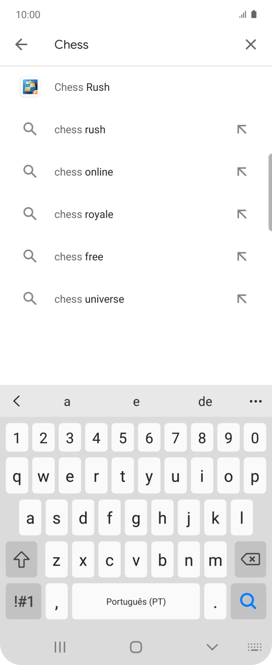 Introduza o nome ou categoria da app pretendida e prima o ícone para pesquisar.