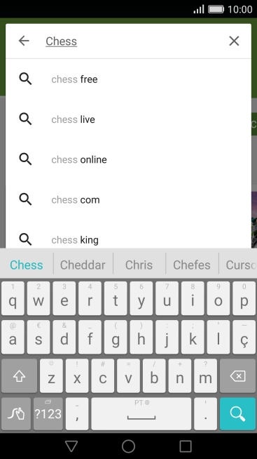 Introduza o nome ou categoria da app pretendida e prima o ícone para pesquisar.