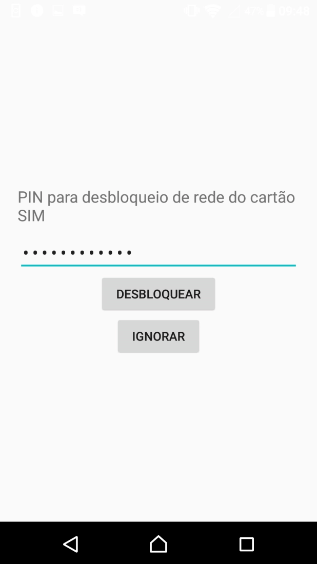 Introduza o código de desbloqueio, e prima DESBLOQUEAR.
