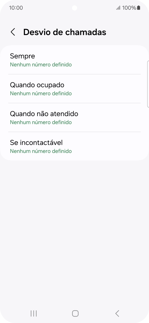 Prima o tipo de desvio pretendido.