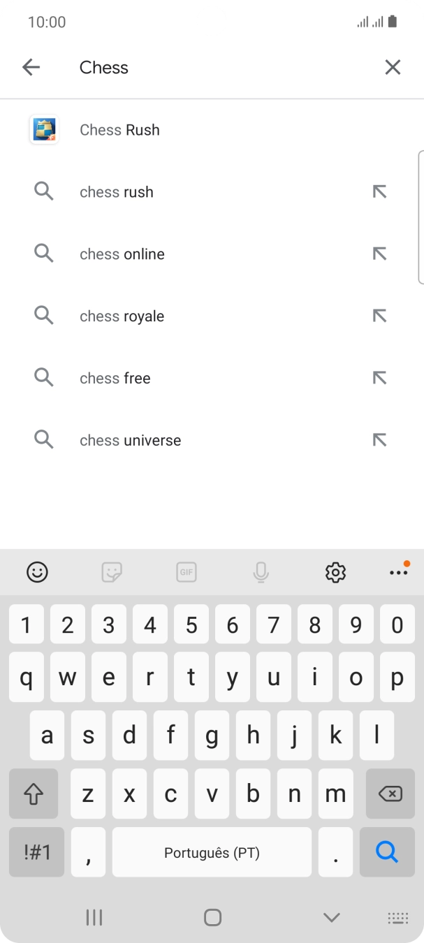 Introduza o nome ou categoria da app pretendida e prima o ícone para pesquisar.