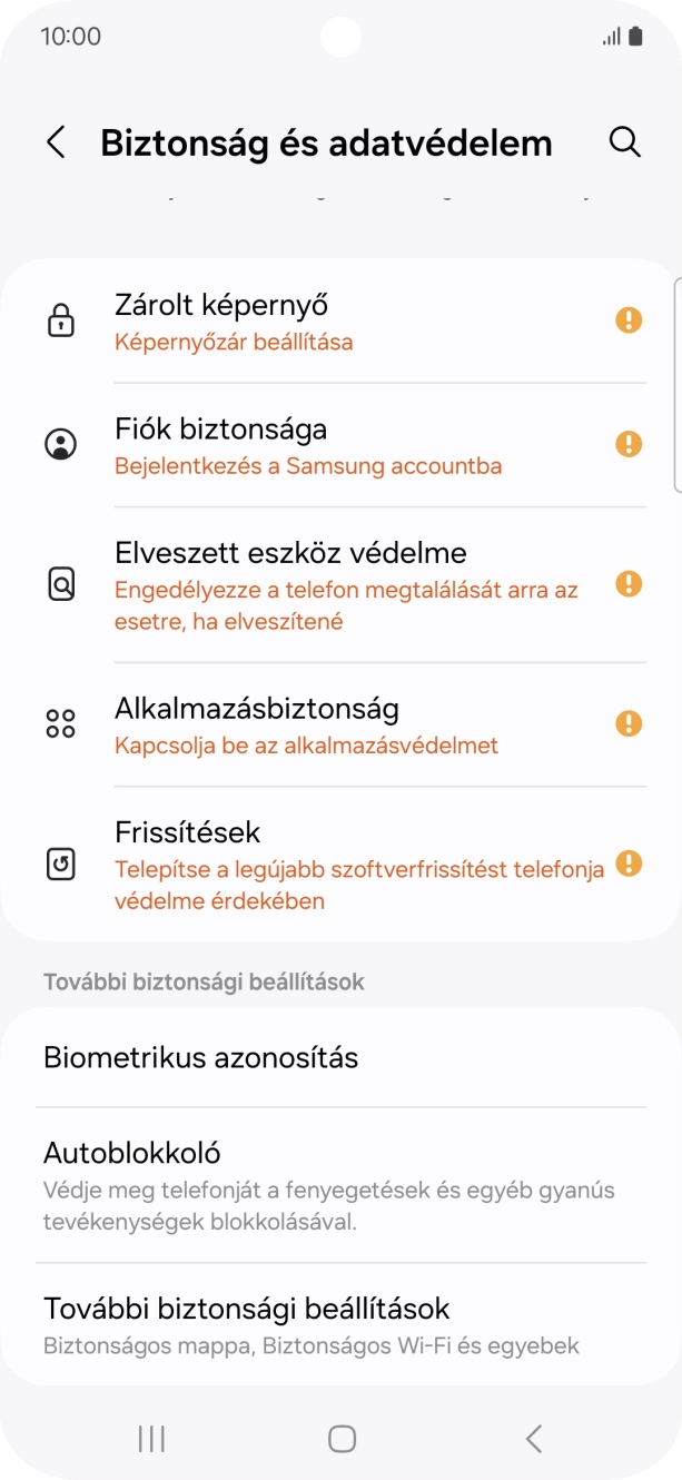 Válaszd a További biztonsági beállítások lehetőséget.