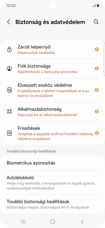 Válaszd a További biztonsági beállítások lehetőséget.