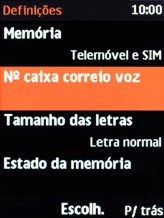 Escolha Nº caixa correio voz.