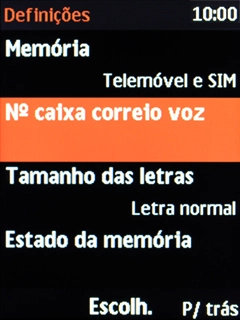 Escolha Nº caixa correio voz.