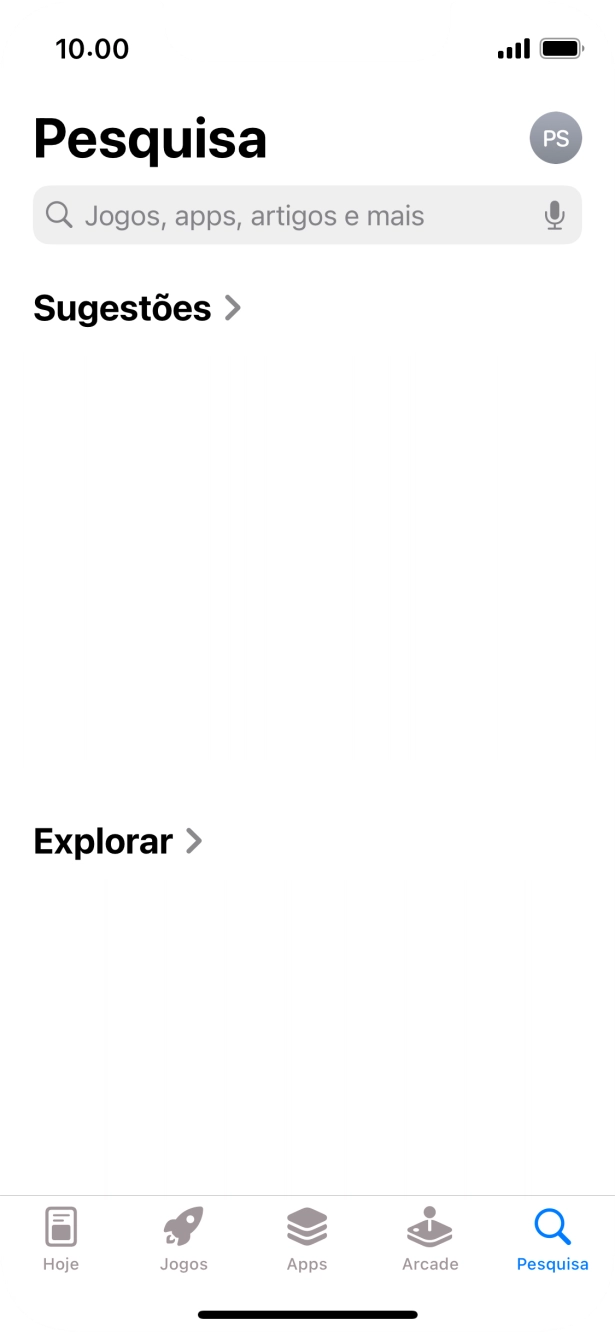 Prima o campo de pesquisa e introduza o nome ou categoria da app pretendida.