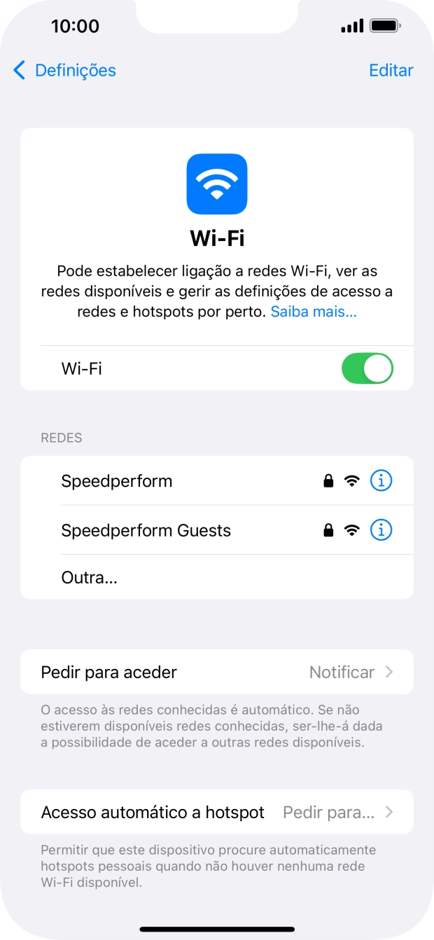 Prima a rede Wi-Fi pretendida e introduza a password da rede Wi-Fi.