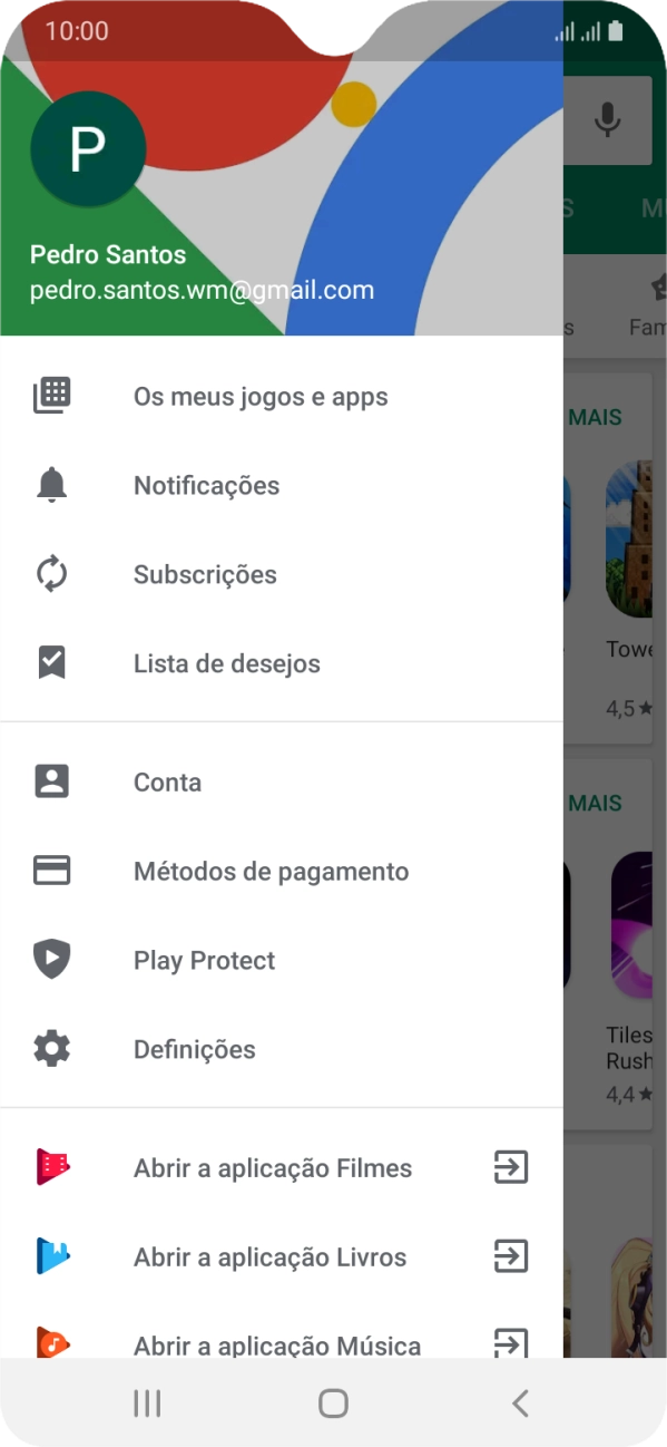 Prima Os meus jogos e apps.