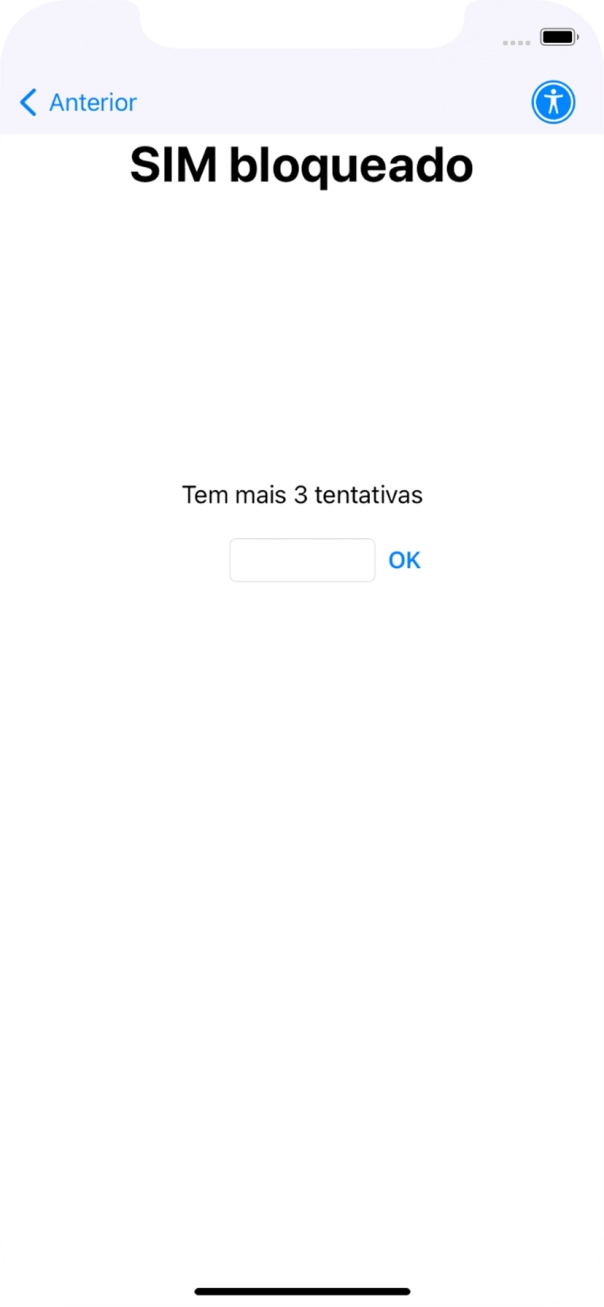 Se o cartão SIM estiver bloqueado, deve introduzir o código PIN e premir OK.