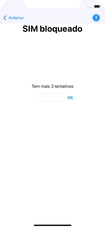 Se o cartão SIM estiver bloqueado, deve introduzir o código PIN e premir OK.