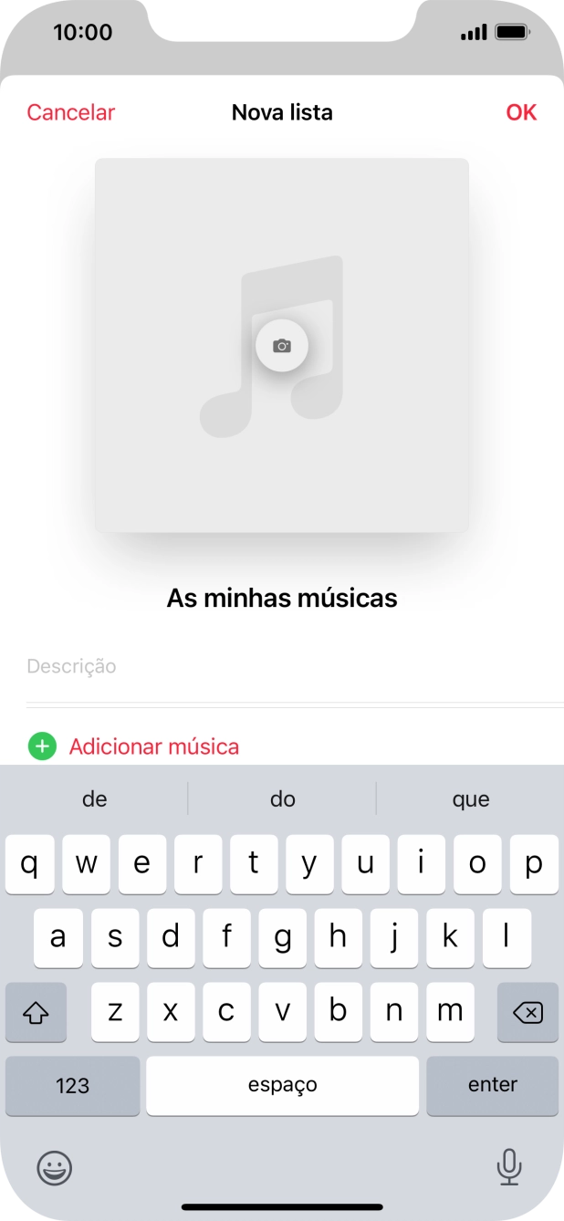 Prima Adicionar música.