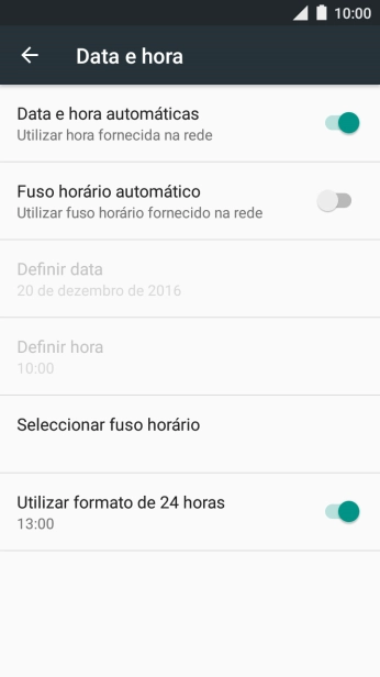 Prima Fuso horário automático para ativar a função.