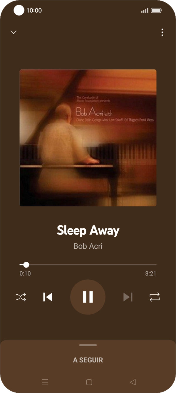 Prima a seta para a direita para ir para o ficheiro de música seguinte.