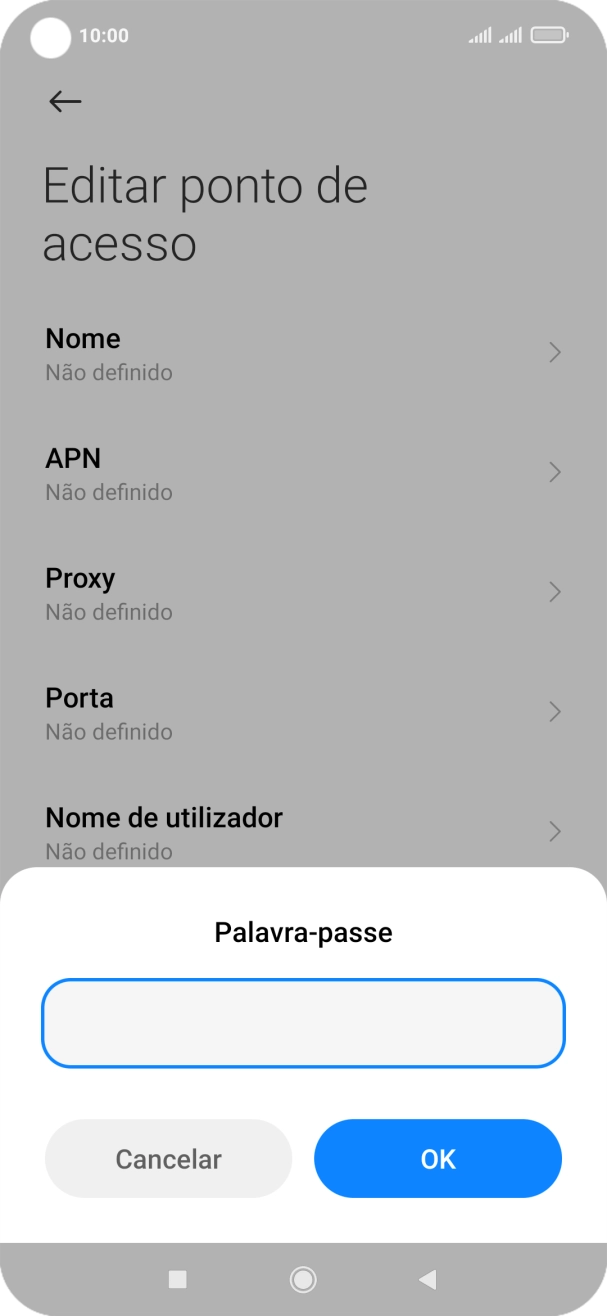 Introduza vodafone e prima OK.