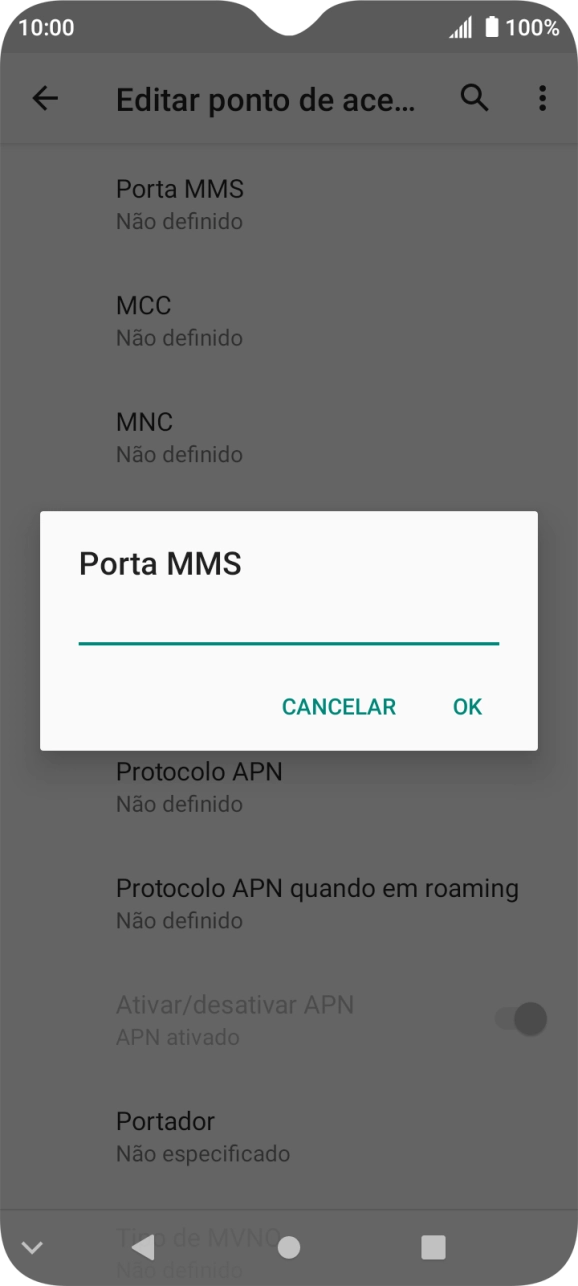 Introduza 80 e prima OK.