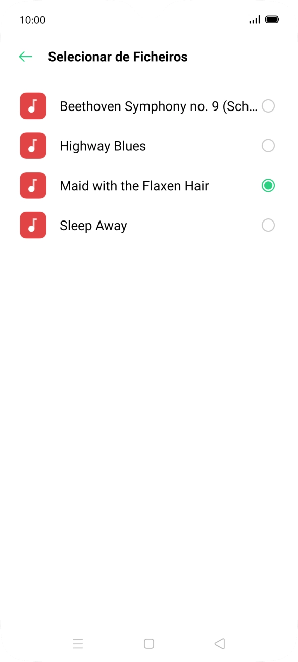 Quando tiver encontrado o tom de toque que pretende, prima a tecla de retrocesso.