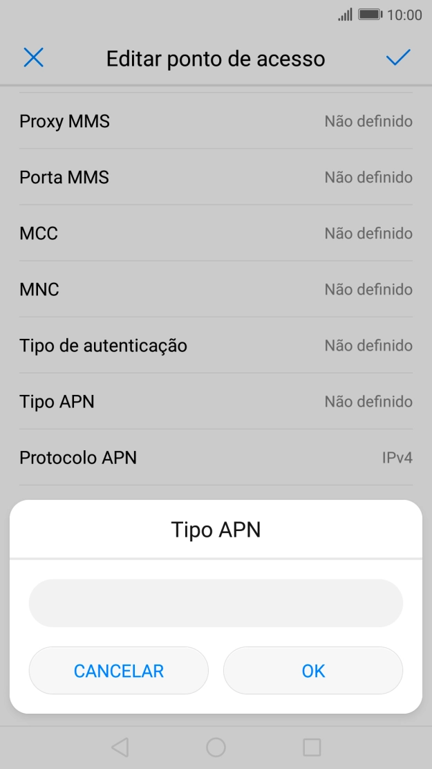 Introduza default e prima OK.