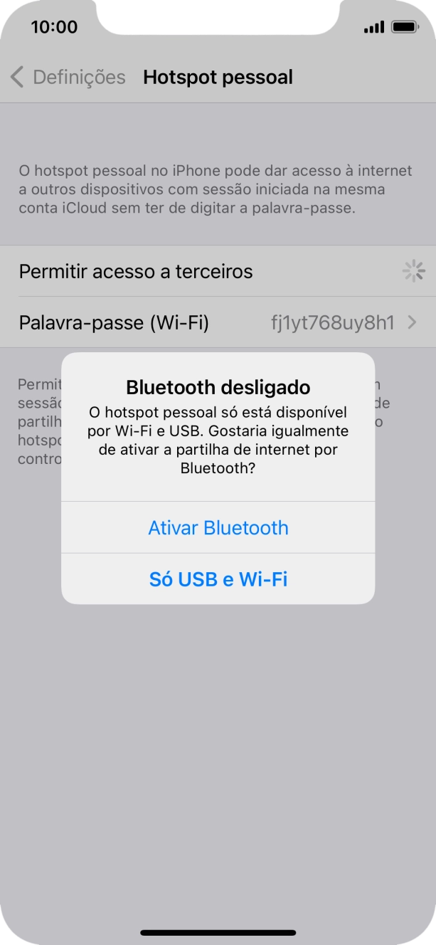 Se o Wi-Fi estiver ativado, prima Só USB e Wi-Fi .