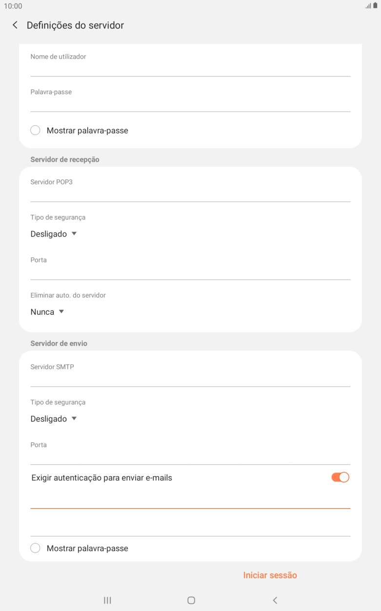 Prima o segundo campo sob 