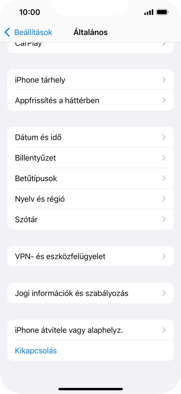 Válaszd az „iPhone átvitele vagy alaphelyz.” lehetőséget.