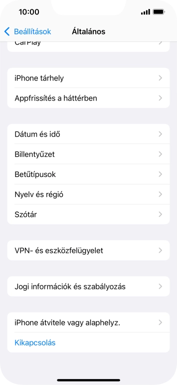 Válaszd az „iPhone átvitele vagy alaphelyz.” lehetőséget.