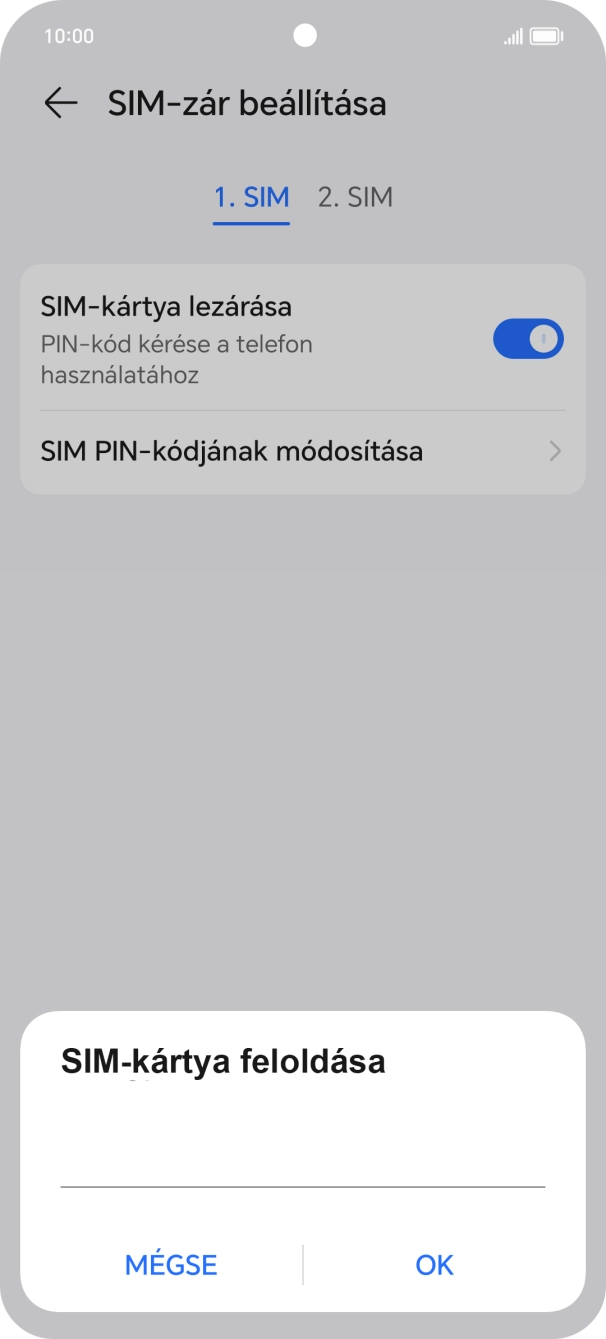 Írd be a PIN-kódot, és válaszd az OK lehetőséget.