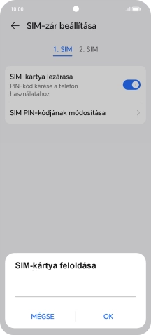 Írd be a PIN-kódot, és válaszd az OK lehetőséget.