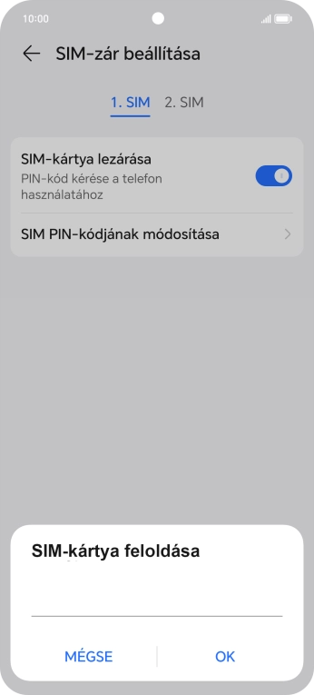 Írd be a PIN-kódot, és válaszd az OK lehetőséget.