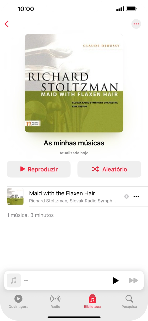 Vá até à categoria ou lista de reprodução pretendida e prima o ficheiro de música pretendido.